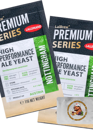 LalBrew Nottingham Brewing Yeast (2 Pack) - Make Beer at Home - 11 g Sachets - Saccharomyces cerevisiae - Sold by CAPYBARA Distributors Inc.