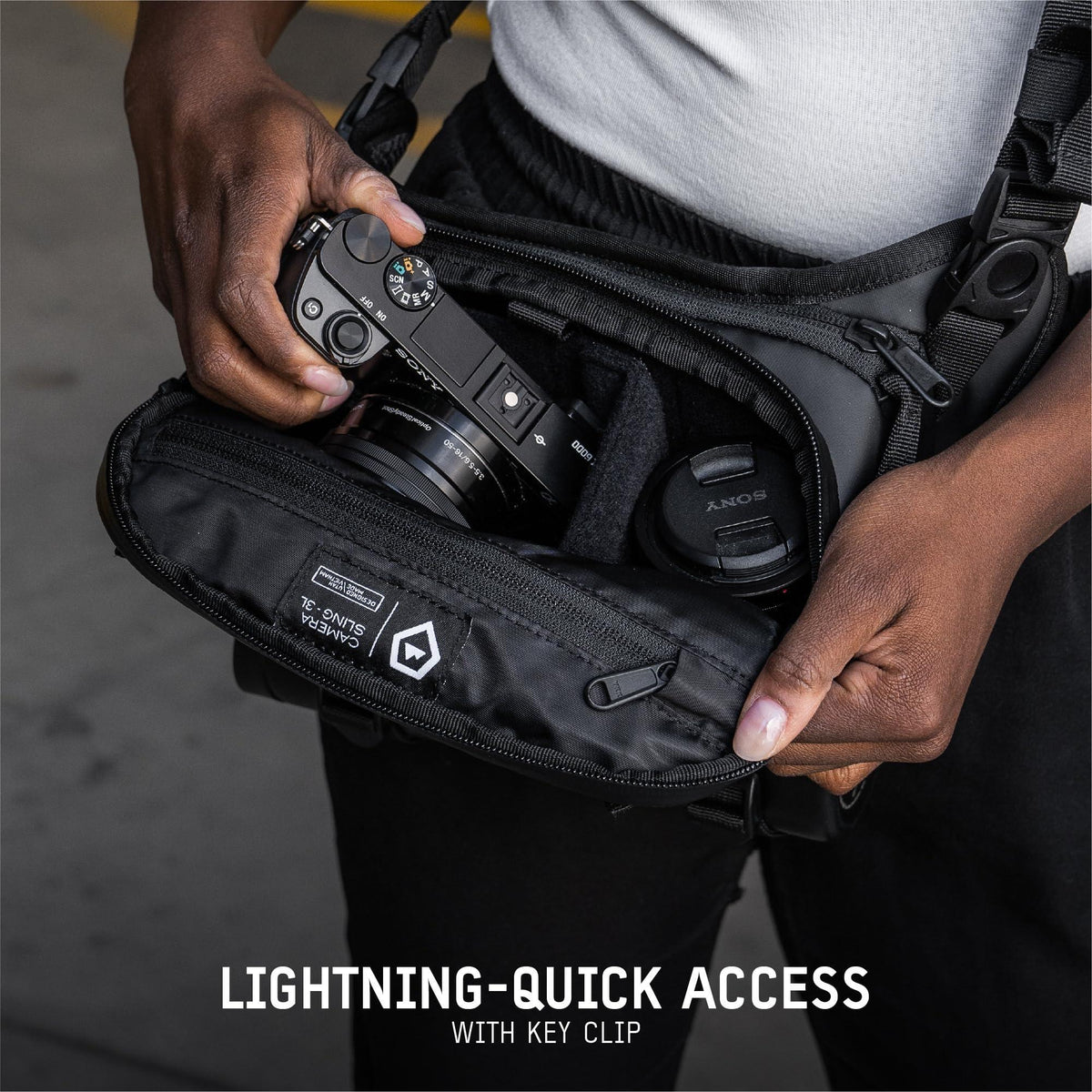WANDRD ROGUE 3L Sling: Compact Camera Sling and Crossbody Bag with Fast Access, 3-Way Carry– Lightweight Everyday Bag Great for Travel, Photography, and Daily Use (Black)