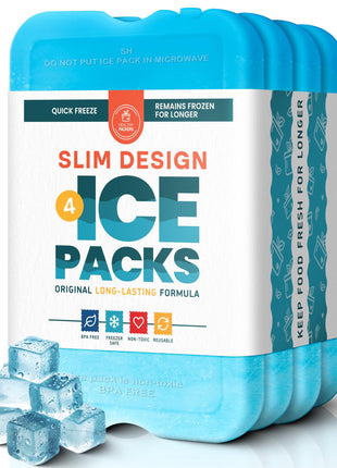 Healthy Packers Ice Packs for Lunch Boxes & Coolers - Freezer Packs - Original Cool Pack | Cooler Accessories for Beach, Camping & Fishing | Slim & Long-Lasting Reusable Ice Pack for Cooler