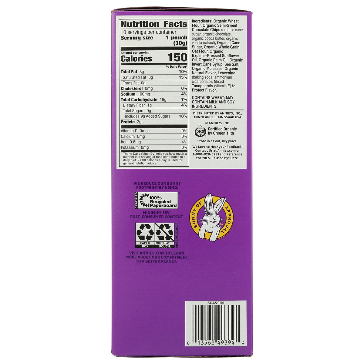 Annie's Organic Chocolate Chip Cookie Bites, 10 Pouches, 10.5 oz