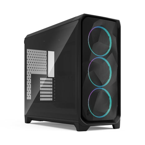 Fractal Design Meshify 3 XL Black RGB Tempered Glass Light Tint - High Airflow PC Gaming Case - Mesh Front Panel - Three ARGB Momentum 14 Gen 2 Fans Included - Spacious Interior - GPU up to 512mm
