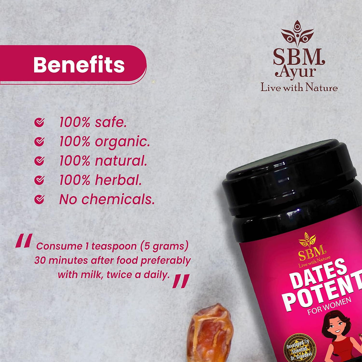 SBM Ayur Dates Potent Tonic Jam for Women 400g