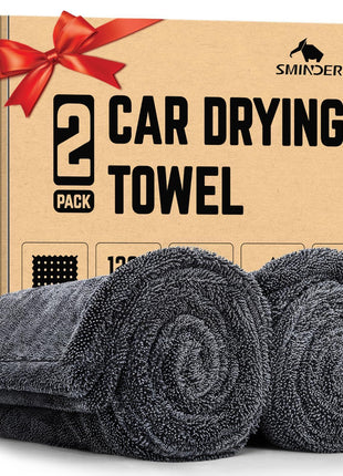 2-Pack 1200 GSM Car Drying Towels – Microfiber Towels for Cars (36 inch x 24 inch), Ultra-Absorbent, Streak-Free, Scratch-Free, No Water Spots, Double-Twist Pile & Edgeless Design