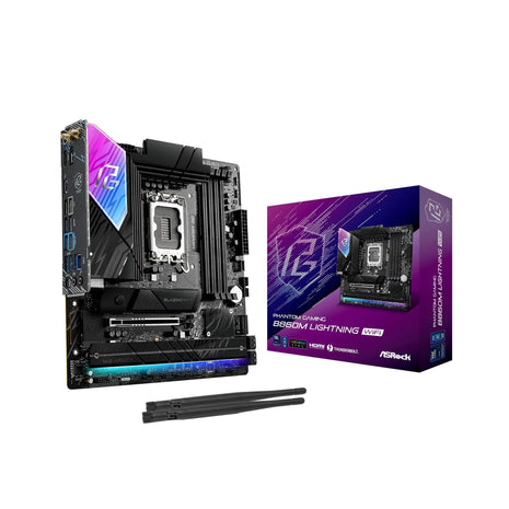 ASRock B860M Lightning WiFi Motherboard - Intel B860, LGA1851, DDR5 8666+ (OC), PCIe 5.0, Thunderbolt 4, WiFi 6E, 12+1+1+1+1 Power Phase, 4X M.2, USB 3.2 Gen2, Killer 2.5G LAN