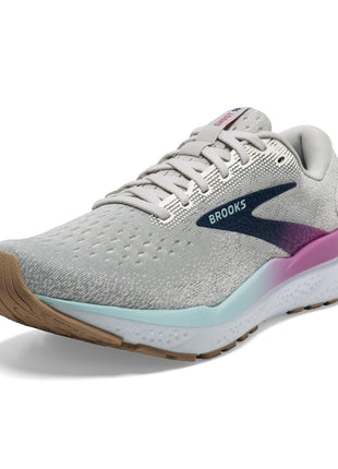 Brooks Women’s Ghost 16 Neutral Running Shoe - White/Grey/Estate Blue - 8 Medium