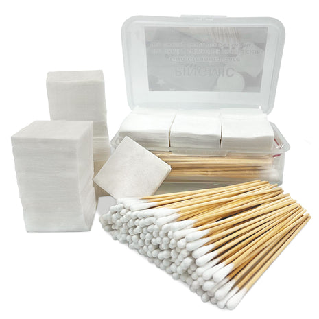 PINGMIC Gun Cleaning Supplies - Gun Cleaning Patches and Long Cotton Swabs Set, 6 inch Cotton Swabs, Lint Free Cloth Fit Most Caliber Firearms