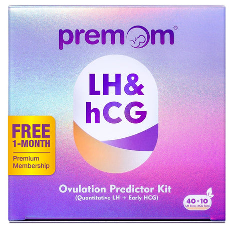 Premom Quantitative Ovulation Predictor Kit for Women | 40 Ovulation Test Strips with Numerical LH Range 0-65 mIU/mL, 10 Pregnancy Test Strips, Premom App Tracking LH Changes