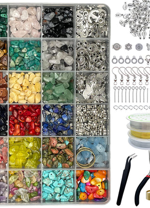 Xmada Jewelry Making Supplies Kit - 1587 PCS Beads, Crystal Beads, Jewelry Pliers, Beading Wire, Earring Hooks, Rings, Bracelets for Girls and Adults