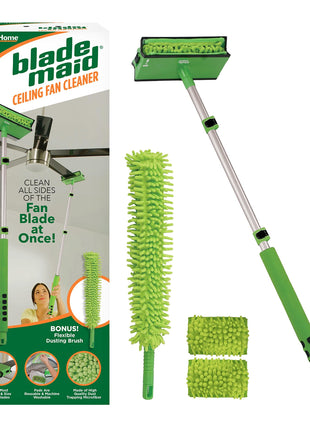 Blade Maid Ceiling Fan Blade Cleaner & Duster | Extendable Pole for High Ceilings, Moldings, Blinds, Walls & Cars, Corner Cleaning Tool, with Reusable Microfiber Pads | Size 3 feet (Pack of 1)