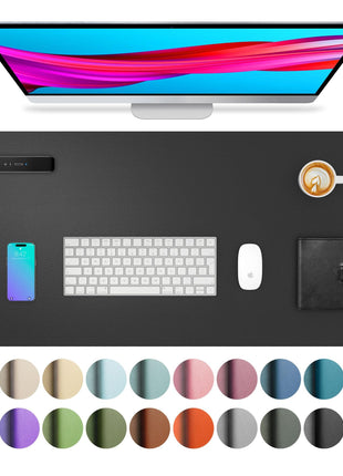 Aothia Leather Office Desk Pad Protector, Non-Slip PU Leather Desk Blotter, Waterproof Laptop Writing Mouse Pad for Office and Home, Black, 31.5 inch x 15.7 inch