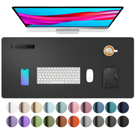 Aothia Leather Office Desk Pad Protector, Non-Slip PU Leather Desk Blotter, Waterproof Laptop Writing Mouse Pad for Office and Home, Black, 31.5 inch x 15.7 inch