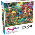 Buffalo Games - 1000 Piece Jigsaw Puzzle Aimee Stewart Merry Mushroom Village Picnic, Made in USA, Premium Recycled Board, Full-Color Poster, Giftable
