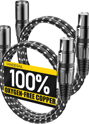 XLR Cables 3ft 2 Pack,Short Microphone Cable OFC Noise Reduction | XLR Male to Female Balanced Microphone Cord 3 pin,3 Foot Short mic Cord Oxygen-Free Copper Nylon Braided Black