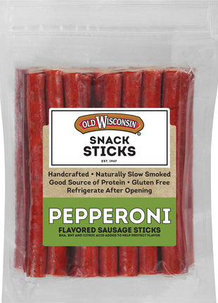 Old Wisconsin Pepperoni Sausage Snack Sticks, Naturally Smoked, Ready to Eat, High Protein, Low Carb, Keto, Gluten Free, 28 Ounce Resealable Package