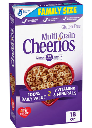 Multi Grain Cheerios, Heart Healthy Breakfast Cereal, Gluten Free, Family Size, 18 oz