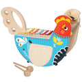 Manhattan Toy Musical Chicken Wooden Instrument for Toddlers with Xylophone, Drumsticks, Cymbal and Maraca,Blue