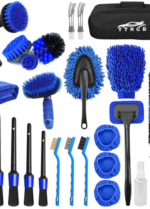 26Pcs Car Detailing Brush Set, Car Detailing Kit, Car Detailing Brushes, Car Cleaning Kit, Car Windshield Cleaning Tool, Professional Car Care kit - Car Wash Brush kit for Interior Exterior Wheels