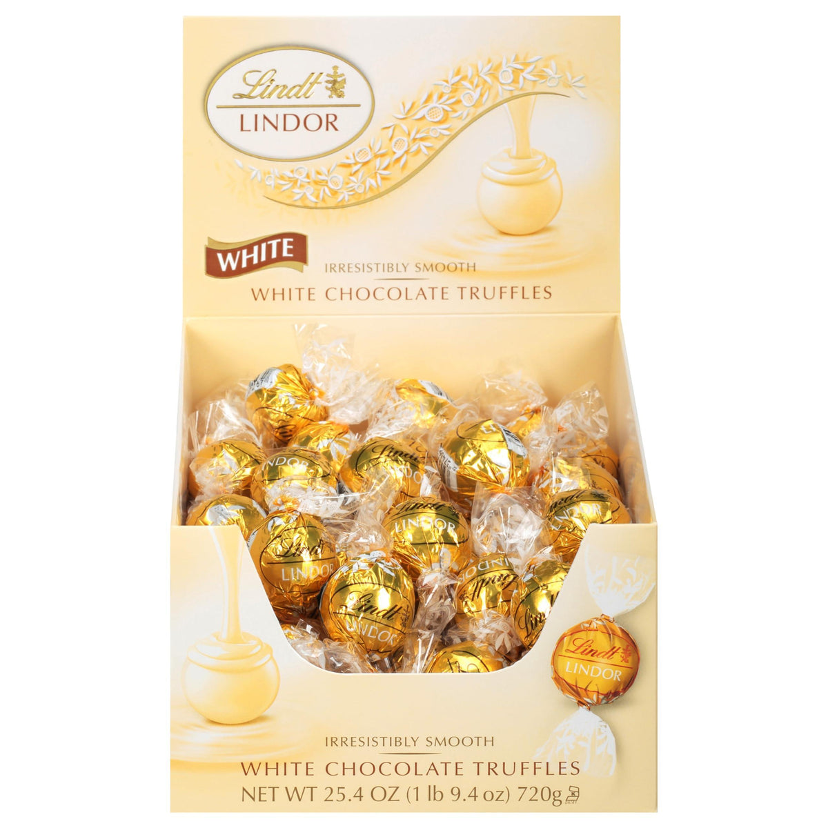 Lindt LINDOR White Chocolate Candy Truffles, White Chocolate Candy with Smooth, Melting Truffle Center, 25.4 oz., 60 Count