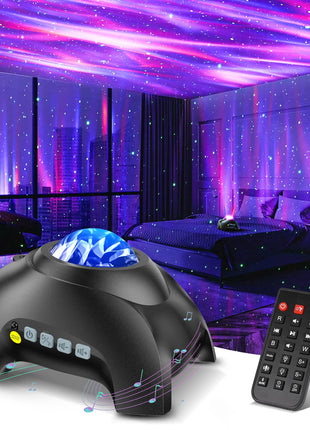 Northern Galaxy Light Aurora Projector with 33 Light Effects, LED Star Projector for Bedroom Nebula Lamp, Remote Control, White Noises, Bluetooth Speaker for Parties
