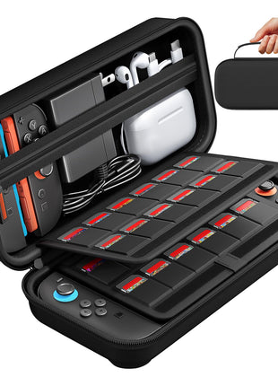 daydayup Switch Carrying Case Compatible with Nintendo Switch 2, with 24 Games Cartridges Protective Hard Shell Travel Carrying Pouch for Console & Accessories Playstation Vita Case