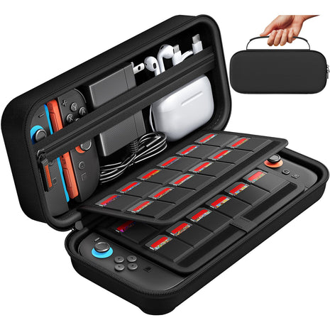 daydayup Switch Carrying Case Compatible with Nintendo Switch 2, with 24 Games Cartridges Protective Hard Shell Travel Carrying Pouch for Console & Accessories Playstation Vita Case