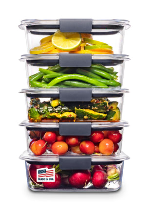 Rubbermaid Brilliance Food Storage Containers BPA Free Airtight Lids Ideal for Lunch Meal Prep & Leftovers Set of 5 (3.2 Cup)