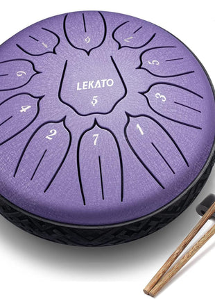 LEKATO Steel Tongue Drum 6 Inch 11 Notes, Rain Drum D Major Handpan Drum for Meditation Yoga Beginner Christmas Gift for Families/Friends,Purple