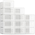 SEE SPRING 12 Pack Shoe Storage Box, Clear Plastic Stackable Shoe Organizer for Closet, Space Saving Foldable Shoe Rack Sneaker Container Bin Holder
