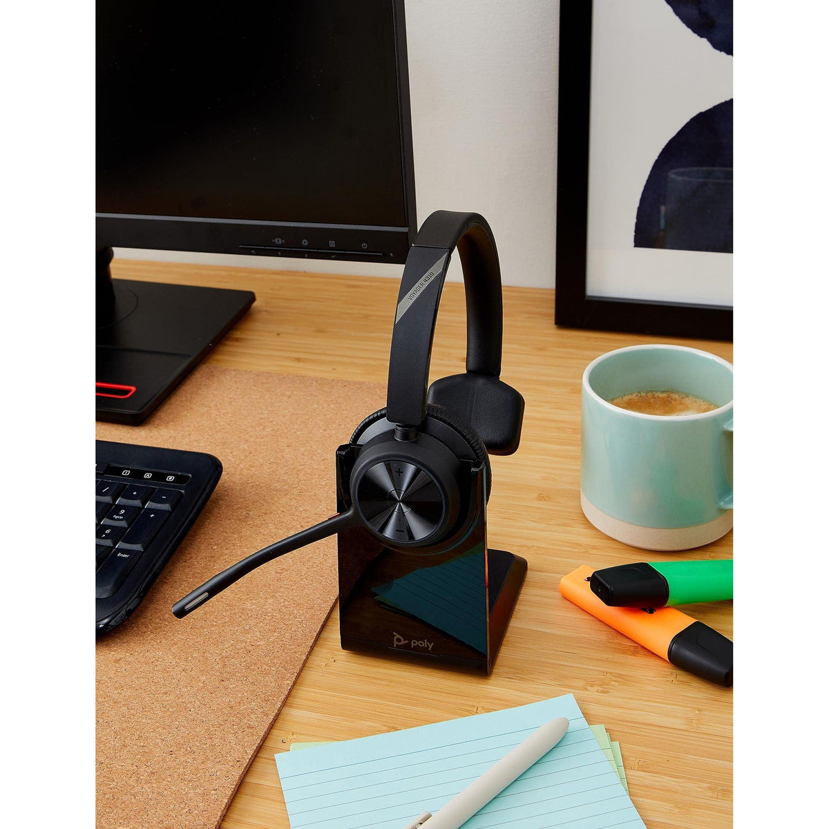 Poly - Voyager 4310 UC Wireless Headset + Charge Stand (Plantronics) - Single-Ear Headset- Connect to PC/Mac via USB-A Bluetooth Adapter, Cell Phone via Bluetooth-Works w/Teams (Certified), Zoom&More