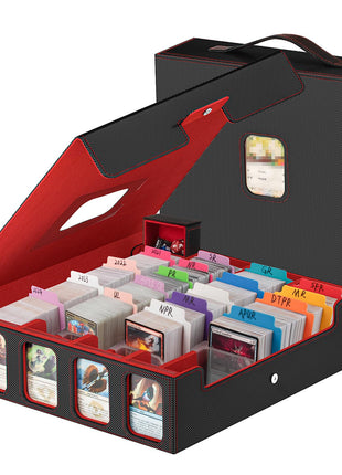 Card Storage Box 3200+ MTG Deck Box with 30 Colorful Divider, 4 Row Commander Trading Card Cases with Portable Handle & Display Windows, Fits for MTG/TCG/Magic Cards, Patented Design