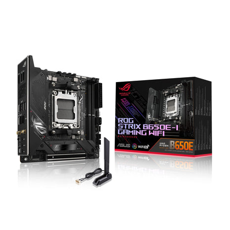 ASUS ROG Strix B650E-I Gaming WiFi AMD B650 AM5 RyzenTM Desktop 9000 8000 & 7000 mini-ITX mITX Motherboard, 10+2 Power Stages, DDR5, 2X M.2 Slot, PCIe 5.0, 2.5G LAN, WiFi 6E, USB 3.2 Gen 2x2 Type-C