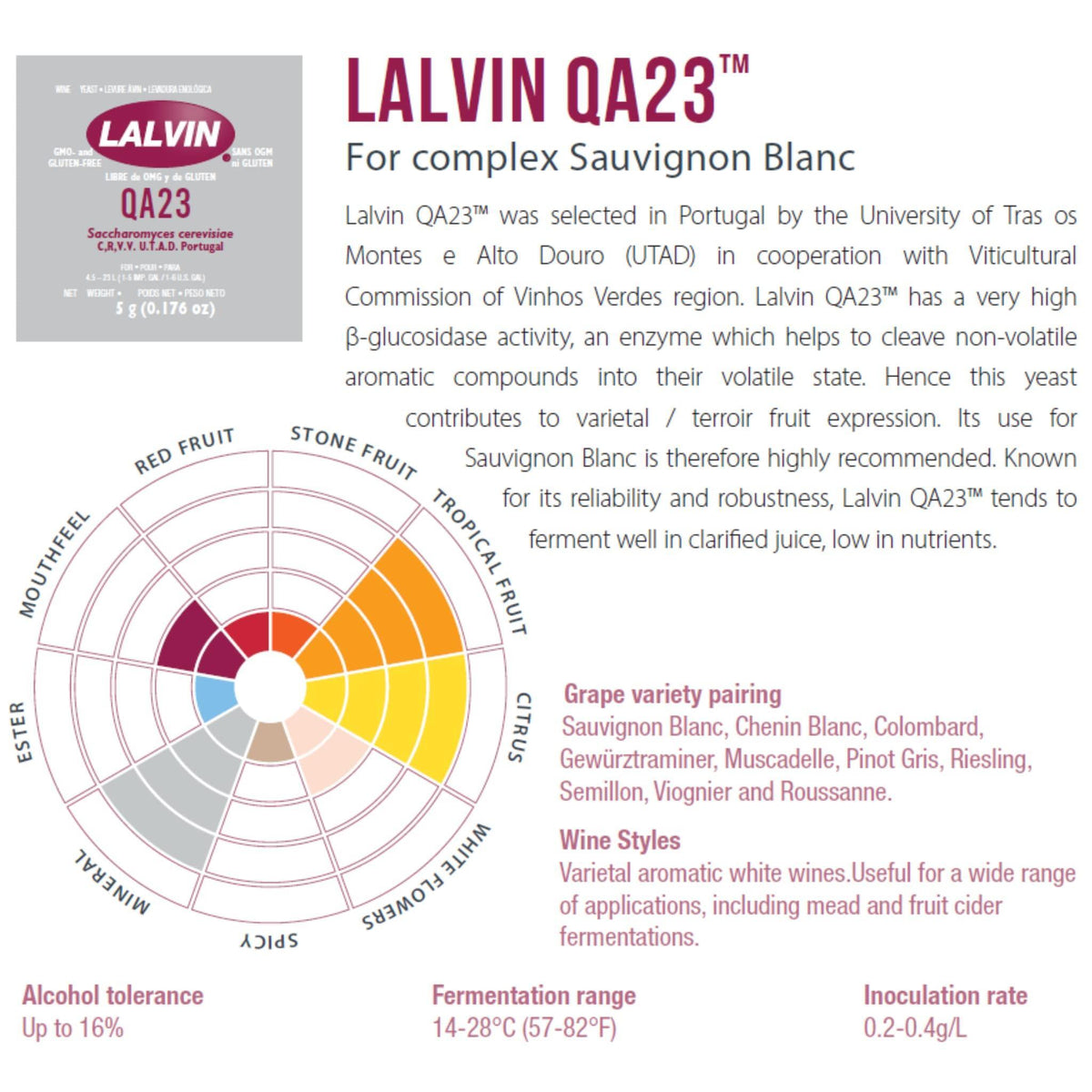 Lalvin QA23 Wine Yeast (10 Pack) - Make Wine Cider Mead Kombucha At Home - 5 g Sachets - Saccharomyces cerevisiae - Sold by CAPYBARA Distributors Inc.