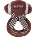 Bearington Baby Touchdown, 5.5 Inch Plush Stuffed Baby Football Soft Ring Rattle - Newborn Toys - Soft Rattle