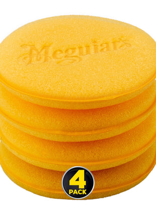 Meguiar's 4 inch Foam Applicator Pads, 4 Count - Ultra-Soft Hand Applicators with a Tight-Cell Foam Construction for a Smooth Application of Waxes, Polishes, Tire Dressing, Protectants and More, 4 Pack