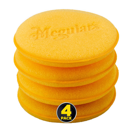 Meguiar's 4 inch Foam Applicator Pads, 4 Count - Ultra-Soft Hand Applicators with a Tight-Cell Foam Construction for a Smooth Application of Waxes, Polishes, Tire Dressing, Protectants and More, 4 Pack