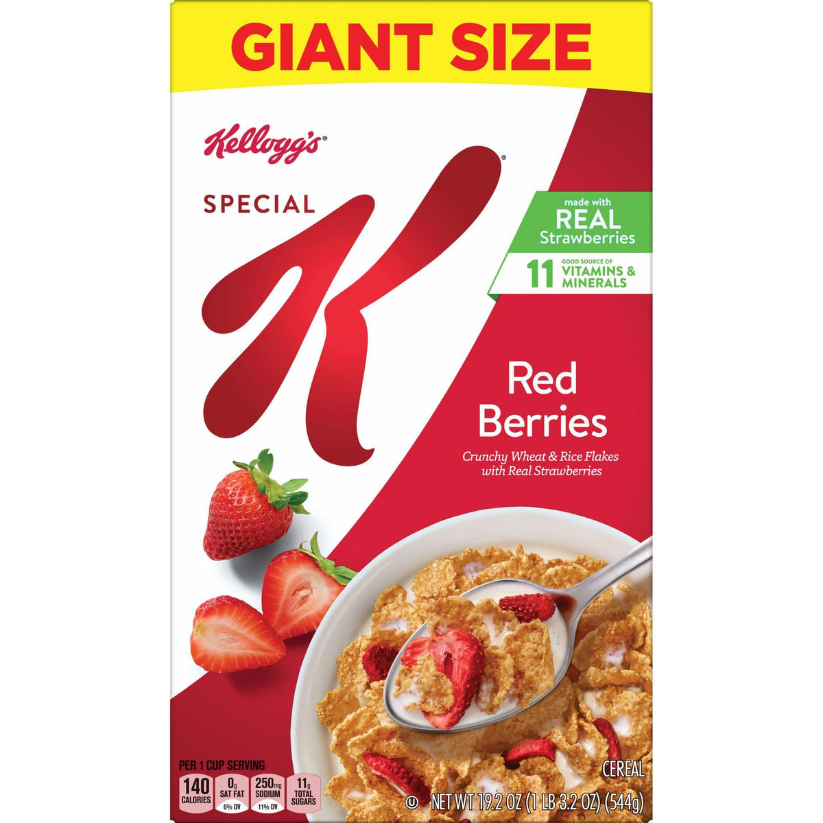Kellogg's Special K Breakfast Cereal, Family Breakfast, Fiber Cereal, Giant Size, Red Berries, 19.2oz Box (1 Box)