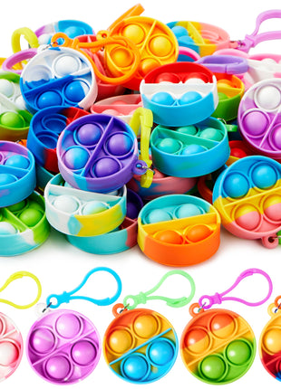 JOYIN Round Pop Fidget Keychain 30 Pack Pop Fidget Toys Bulk Party Favors for Kids 4-8,8-12 Years, Birthday Goodie Bags Stuffers Back to School Gifts for Students Classroom Prizes Sensory Toys