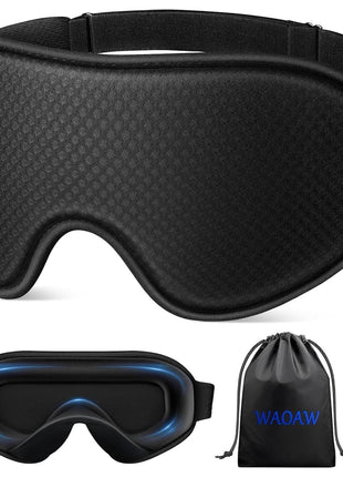 WAOAW Sleep Mask for Men Women: Blackout Eye Masks for Sleep - 3D Breathable Soft Comfortable Eye Mask for Travel - Adjustable Light Blocking Night Masks for Sleeping