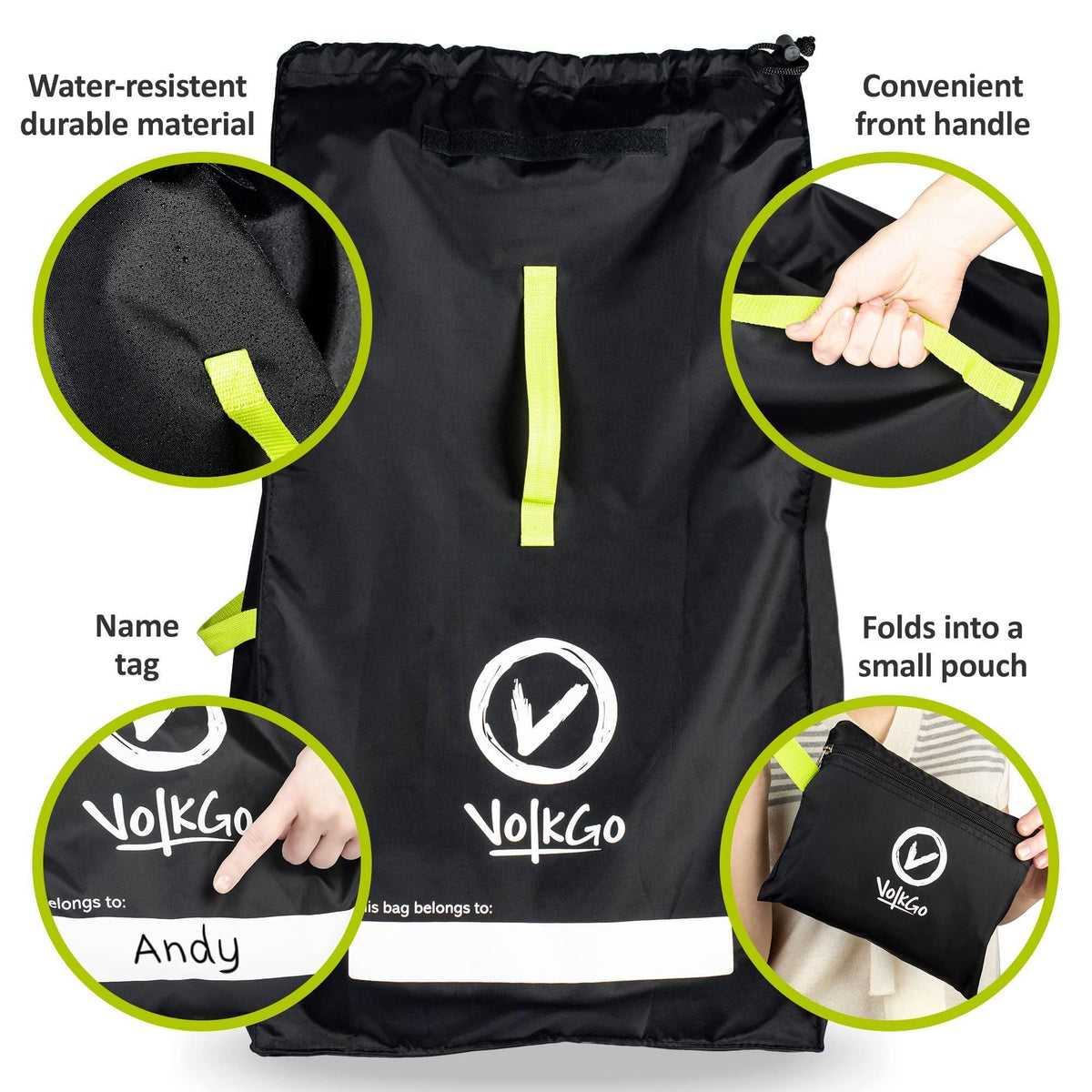 V VOLKGO Car Seat Travel Bag For Airplane with Padded Backpack Shoulder Straps, Gate Check Bag, Car Seat Bags for Air Travel Carseat Travel Cover, Carseat Travel Bag Cover for Airplane Travel