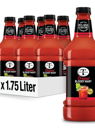 Mr & Mrs T Original Bloody Mary Mix, 1.75 L bottle (Pack of 6), Tomato Juice Blend Cocktail Mixer, Premium Ingredients, Perfect for Bloody Mary and Mocktail Drinks
