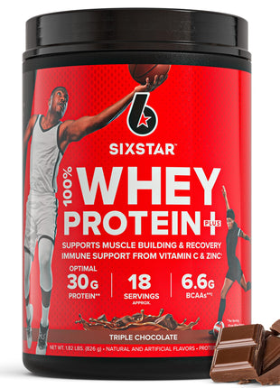 Six Star Whey Protein Powder Plus - Triple Chocolate, 1.82LB | Muscle Building & Recovery Formula with Whey Protein Powder, BCAAs, 30g Protein - Post-Workout Supplement