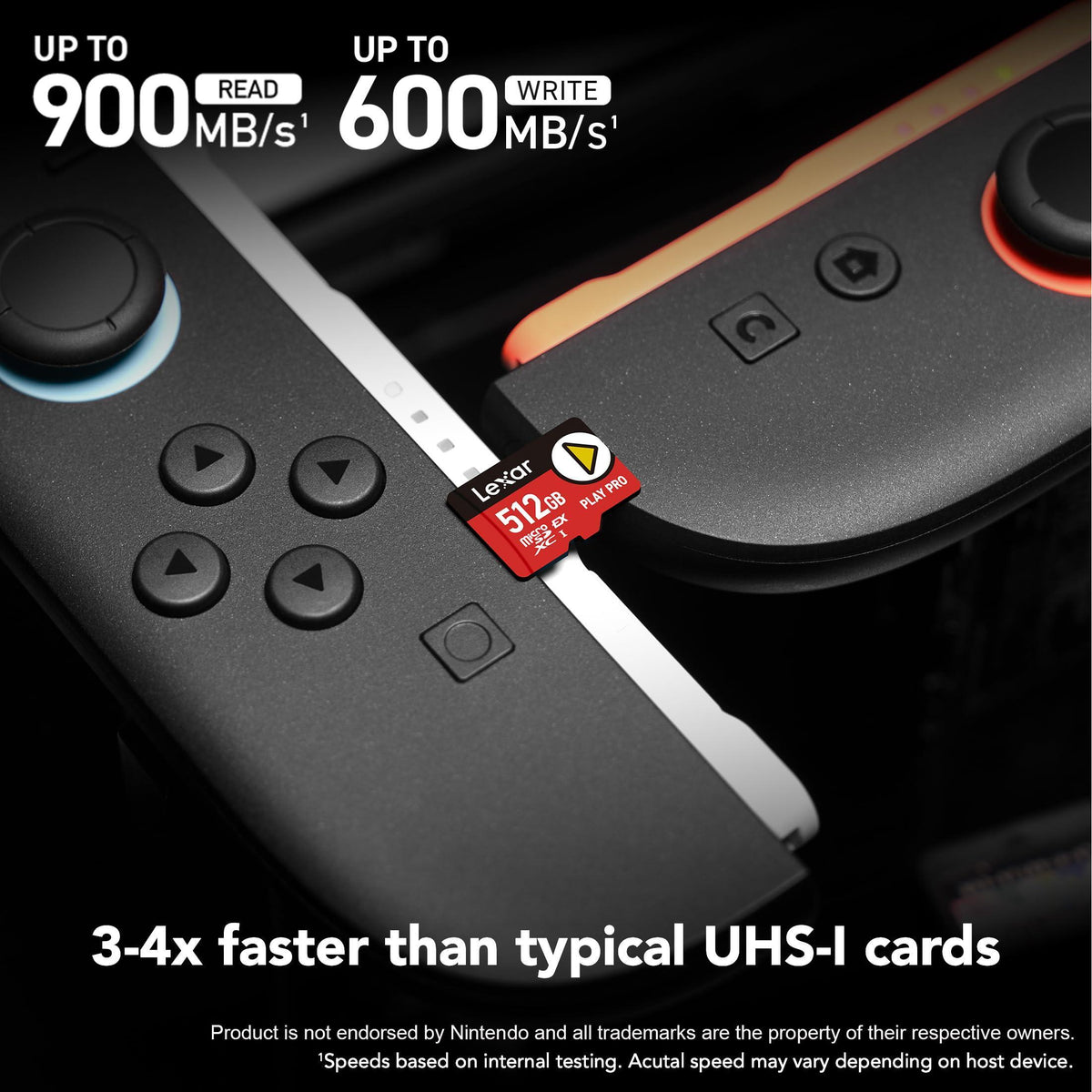 Lexar 512GB Play PRO microSD Express Card, UHS-I, C10, U3, V30, Full HD, 4K, Up to 900/600 MB/s Memory Card, Compatible w/Nintendo-Switch 2, ASUS ROG Ally, Steam Deck, Gaming (LMSXPS0512G-BNNNU)