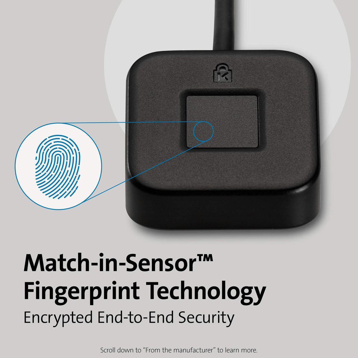 Kensington VeriMark Desktop USB Fingerprint Reader - Windows Hello, Windows 11 Fingerprint Scanner for PC, FIDO U2F, FIDO2 (K62330WW)