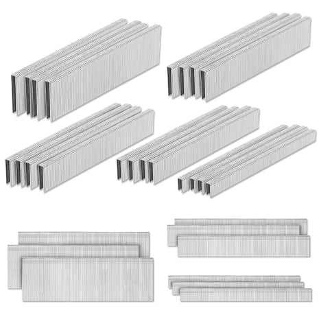 4200-Count 18 Gauge 1/4 inch Narrow Crown Staples (1-1/2 inch 1-1/4 inch 1 inch 3/4 inch 1/2 inch) & 18GA Brad Nails (2 inch 1 inch 5/8 inch), Heavy Duty Galvanized Upholstery Staple for Pneumatic/Electric Stapler Gun/Brad Nailer