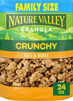 Nature Valley Crunchy Granola, Oats and Honey, Resealable Snack Pouch, Family Size, 24 oz
