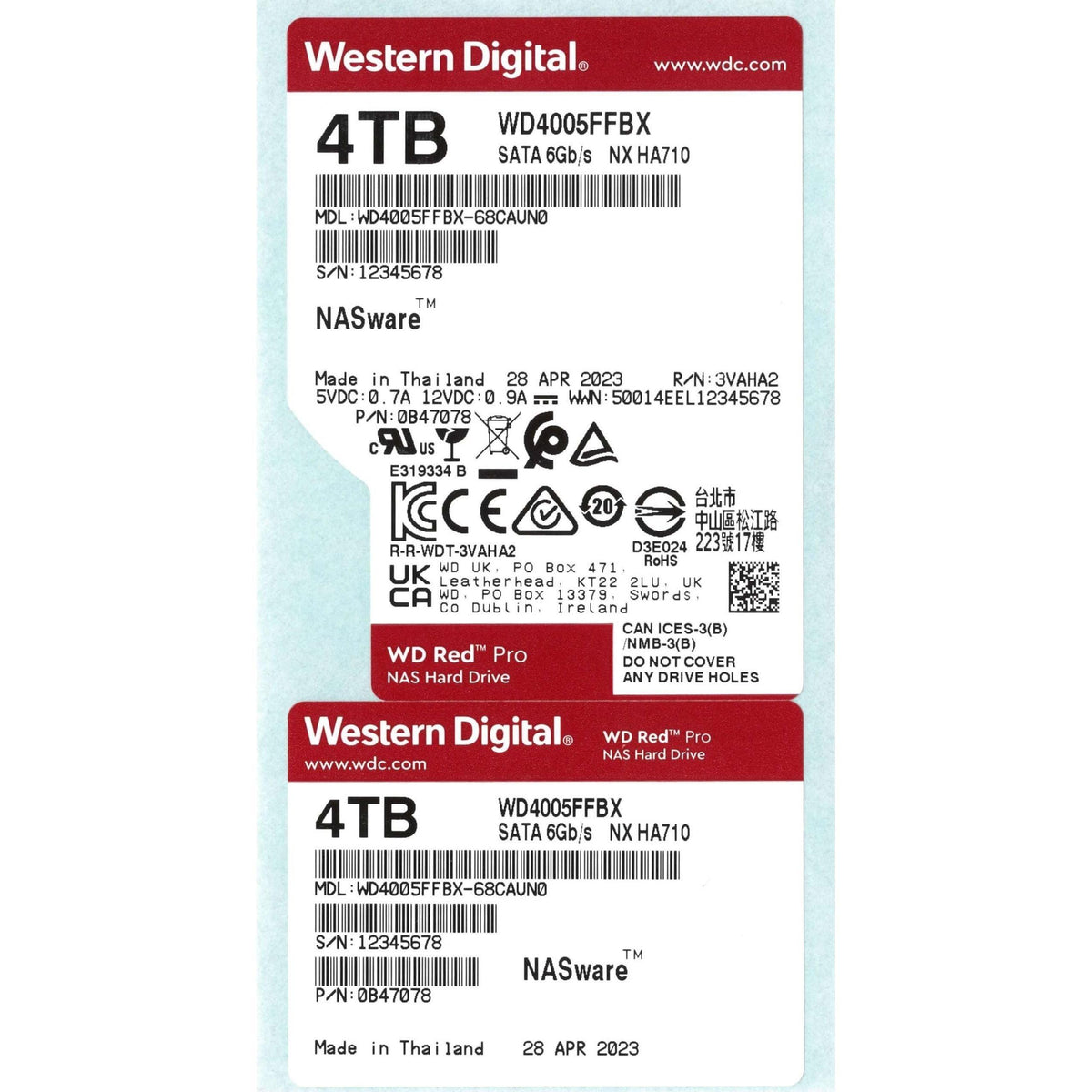 Western Digital 4TB WD Red Pro NAS Internal Hard Drive HDD - 7200 RPM, SATA 6 Gb/s, CMR, 256 MB Cache, 3.5" - WD4005FFBX