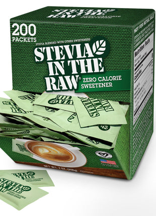 Stevia In The Raw Stevia Sweetener Packets, 200 Ct Box, 2 Pack, Zero Calorie Stevia Sugar Substitute Packets, No Erythritol or Artificial Flavors, Vegan, Gluten Free, Kosher, Low Glycemic Index