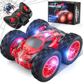 Wupuaait Remote Control Car for Kids, RC Stunt Cars Toys for Boys Ages 4-7 with Cool Double-Sided Pattern and LED Flash, 1:24 Vehicle Toy Car Hobby Racing Car Toys Gift for 3 4 5 6 7 8 9 Year Old Boys