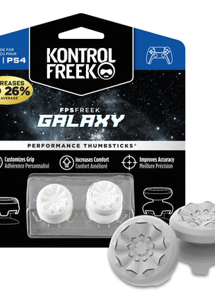 KontrolFreek FPS Freek Galaxy White for PlayStation 4 (PS4) and PlayStation 5 (PS5) | Performance Thumbsticks | 1 High-Rise, 1 Mid-Rise | White