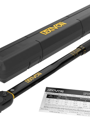 LEXIVON Torque Wrench 1/2-Inch Drive Click 10~150 Ft-Lb/13.6~203.5 Nm (LX-183)